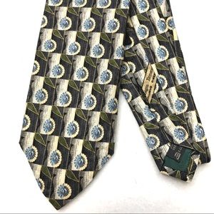 Ermenegildo Zegna 100% Silk Navy/Green Printed Tie